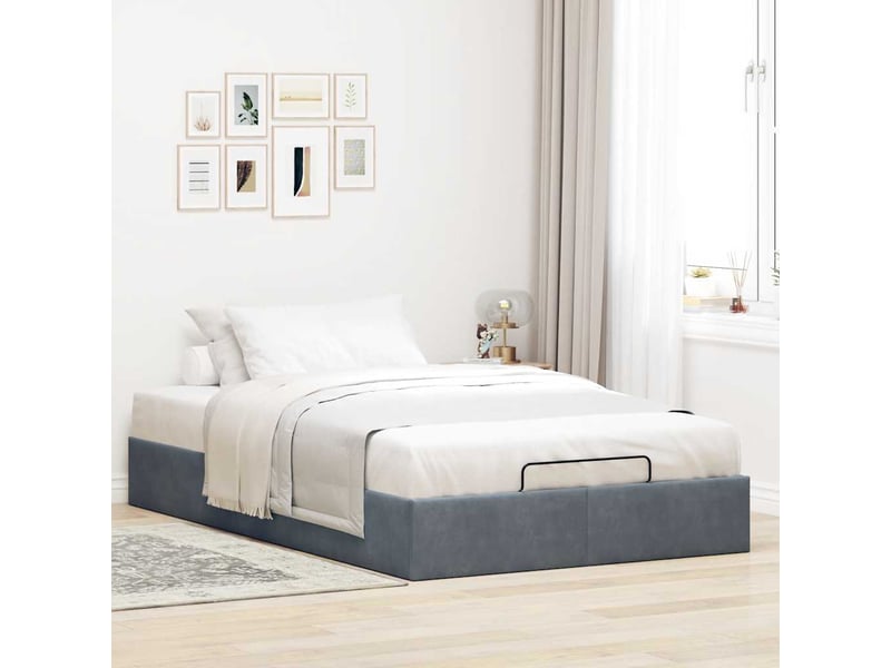  Lit double- lit adulte -  cadre de lit ottoman sans matelas gris foncé 120x190 cm velours  - Conforama B