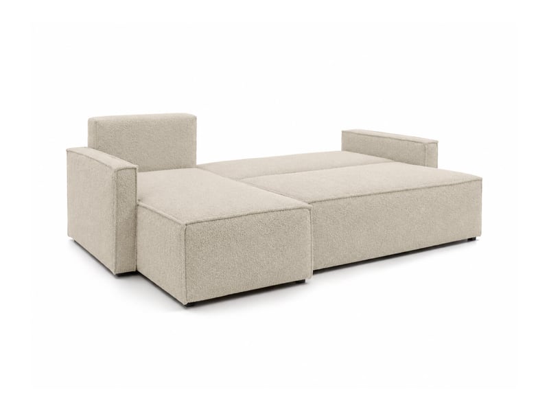 Farah - canapé d'angle reversible convertible 4 places accoudoirs slim en bouclettes texturées - Conforama C
