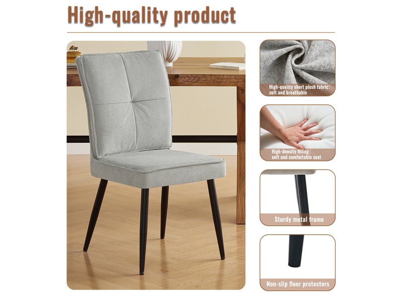  Lot de 2 chaises de salle à manger en chenille gris clair W5093P434244 - Conforama E