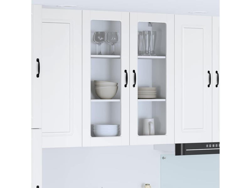  Meuble mural de cuisine, cabinet en verre mural blanc 80x31x100cm shl3191  - Conforama B