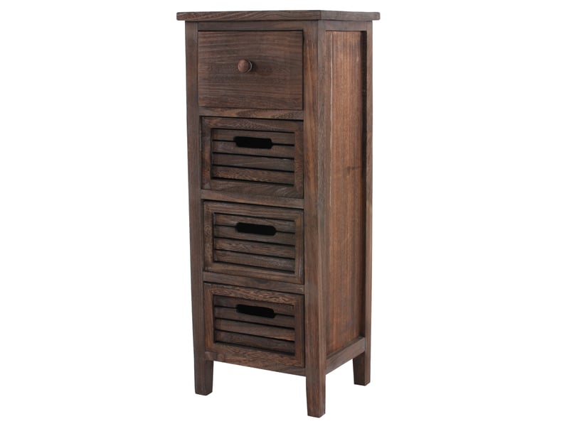  Commode, table d'appoint, armoire, 4 tiroirs, 30x25x74cm, shabby, vintage - marron  - Conforama D
