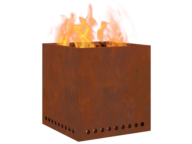 Brasero exterieur, foyer sans fumée rouillé 48x48x50 cm acier patiné - Conforama C