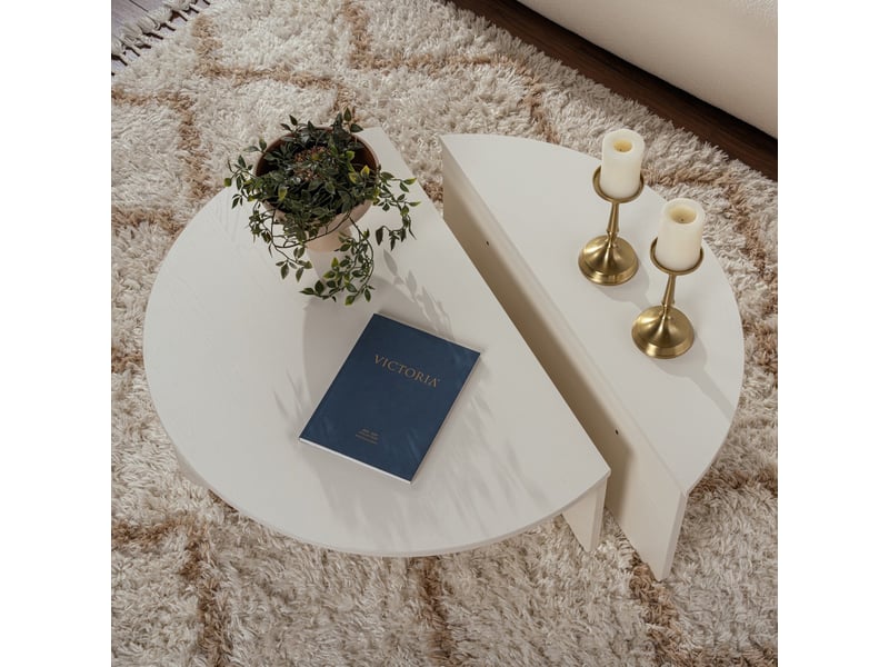  Table basse ronde couleur bois blanc d90 cm  - Conforama E