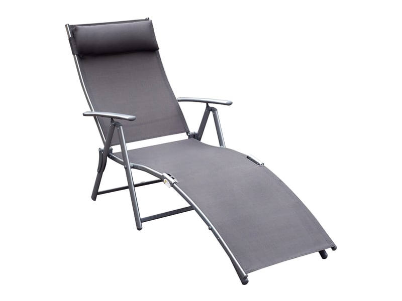 Bain de soleil dossier réglable 7 positions pliable coussin charge maximale 165 kg gris - Conforama A