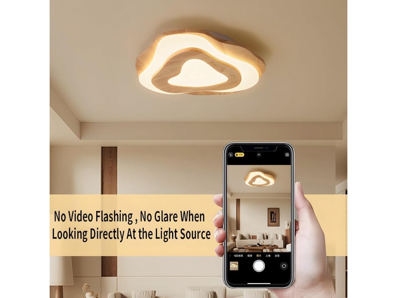 Plafonnier led en bois nuages ø40cm lumière chaude - Conforama C