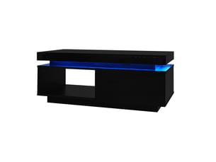 Table basse 100x50x40 cm avec éclairage led et tiroir en panneau de particules noir