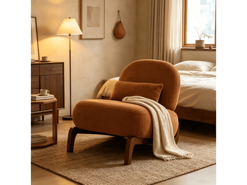  Fauteuil de lecture sans accoudoirs en tissu, pieds en bois massif  - Conforama B
