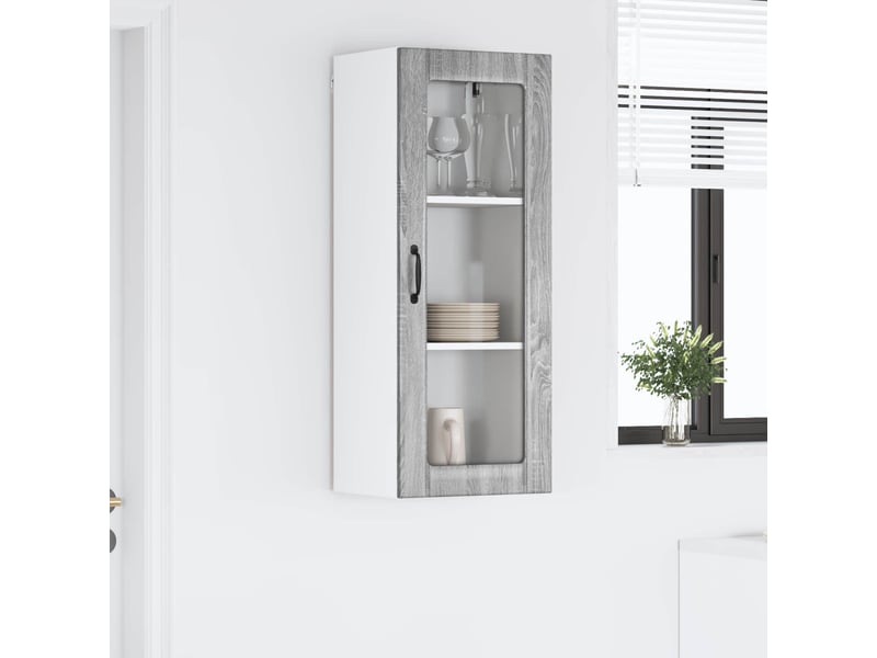 Meuble mural de cuisine, cabinet en verre mural sonoma gris 40x31x100cm - Conforama D