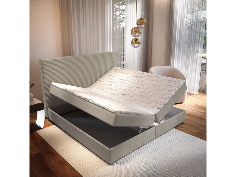  Boxspring giarro 200x200 cm, lit complet avec matelas, beige  - Conforama C