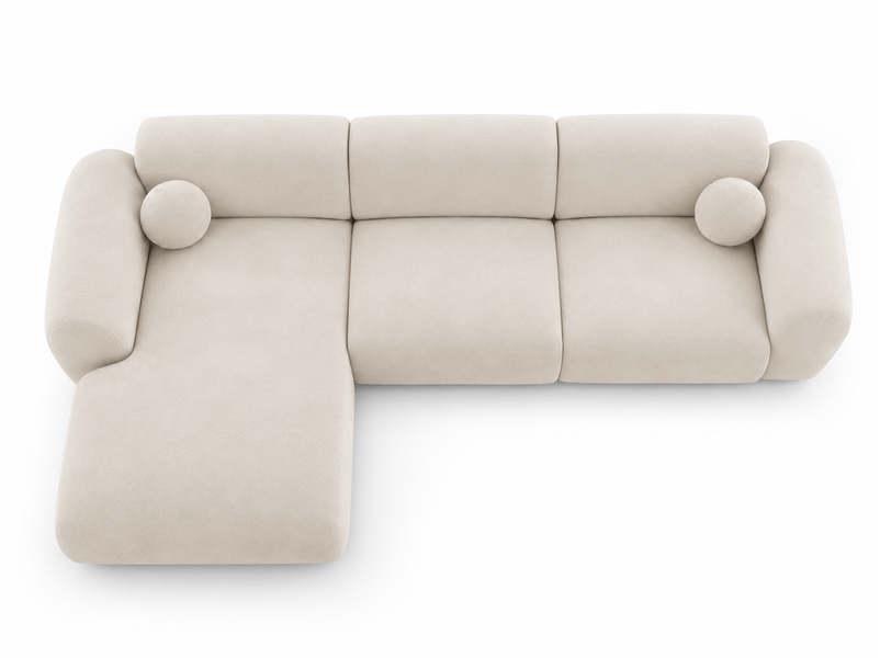 Canapé d'angle arrondi velours écru cloud bis - angle gauche - Conforama E