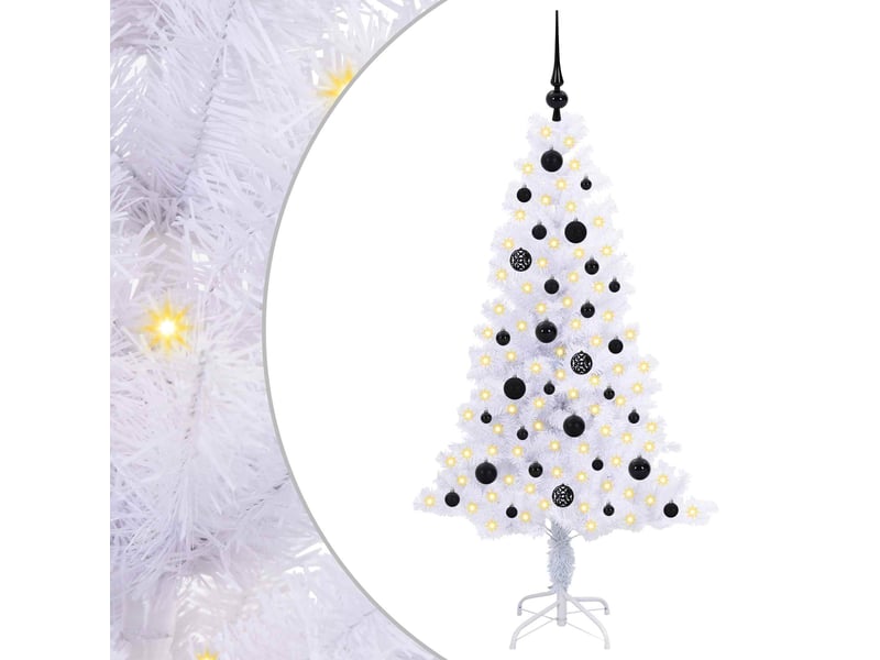 Sapin de noël - arbre de noël artificiel avec 150 led blanc 150 cm pvc et acier - Conforama A