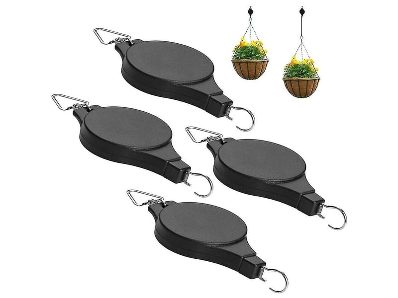 4 pièces noir rétractable plante poulie fleur panier crochet - télescopique réglable pour bassin suspendu chlorophytum pot de fleur cage - Conforama A