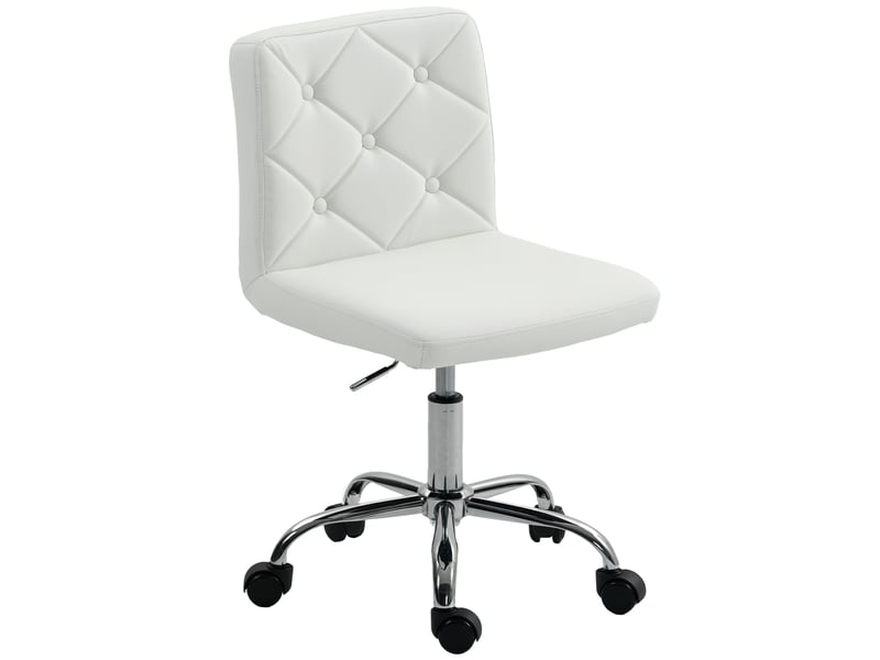  Chaise de bureau réglable avec revêtement capitonné, similicuir, mousse et structure en acier, 44 x 50 x 78-88 cm, blanche  - Conforama B