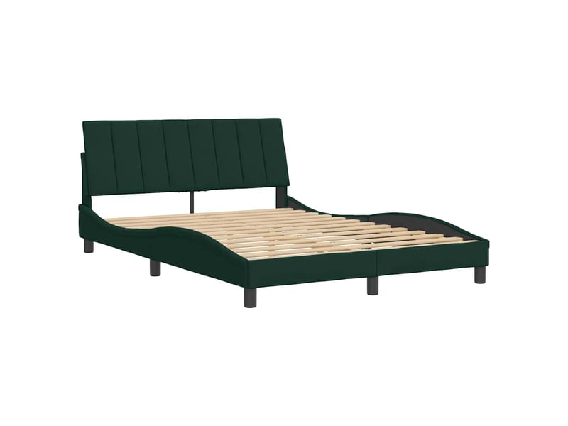  Lit double- lit adulte -  cadre de lit sans matelas hanko vert foncé 140x200 cm velours  - Conforama B