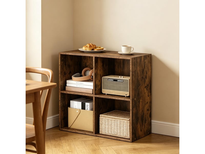  Bibliothèque cube compacte ouverte, étagère rangement moderne, meuble présentoir polyvalent  - Conforama E
