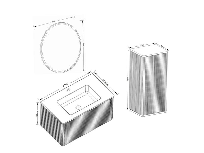  Ensemble de meubles de salle de bains 81x46.5x37 cm led mdf blanc  - Conforama E