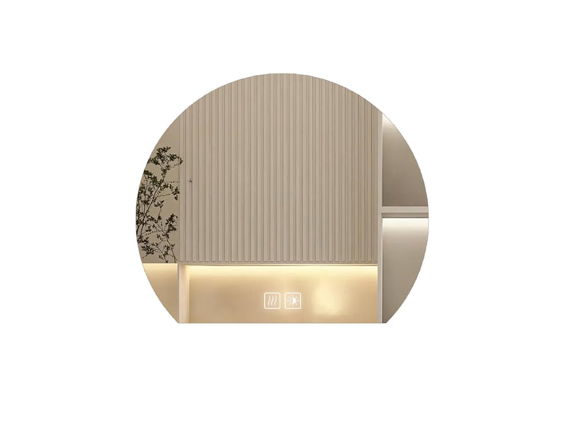  Miroir salle de bain led 50 x 43 cm blanc verre sécurisé demi cercle tactile anti buée 3 couleurs cri supérieur à 90 lavabo coiffeuse  - Conforama A