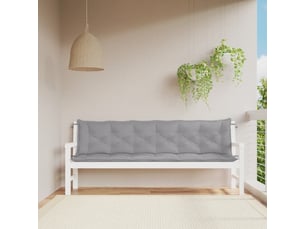 Lot de 2 coussins de banc jardin, coussins d'assise gris 200x50x7 cm tissu oxford cf58727
