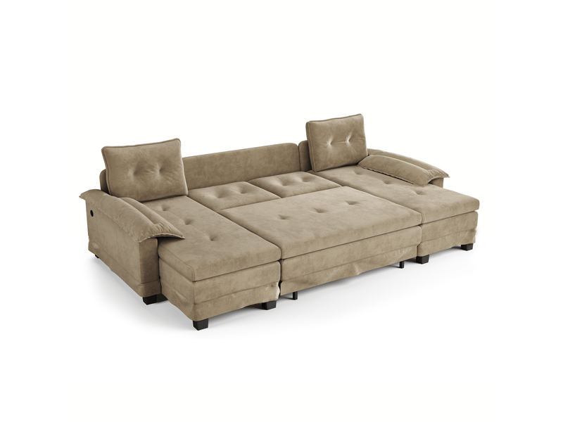  Canapé d'angle, canapé convertible – lit gigogne, avec accoudoirs, port usb, forme u, 278 cm  - Conforama B