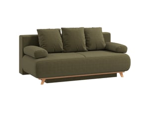 Canapé droit convertible VIVRYN 3 places Velours côtelé vert avec coffre de rangement