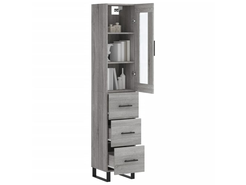  Buffet haut - bahut - meuble de rangement sonoma gris 34,5x34x180 cm bois d'ingénierie  - Conforama C