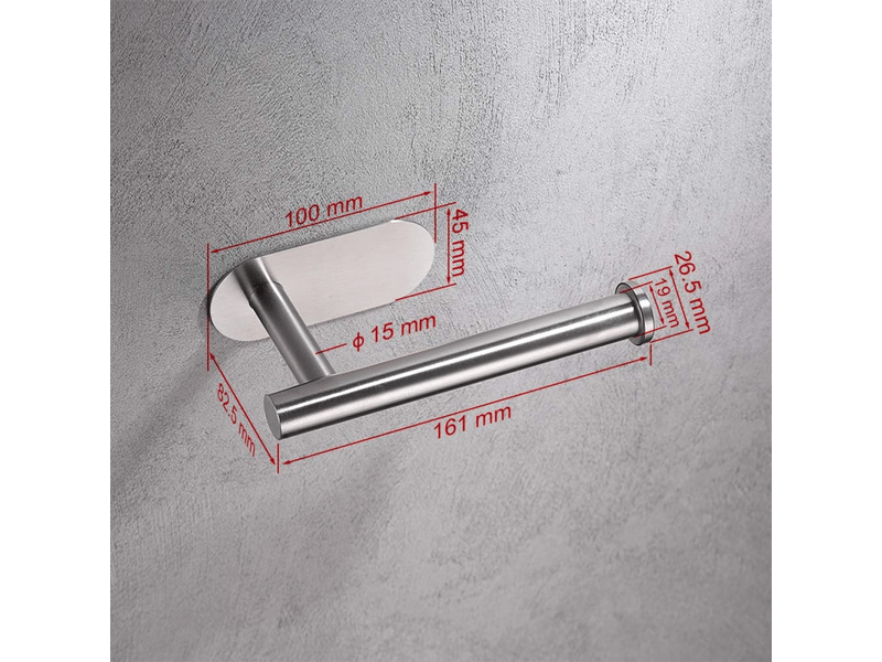  Porte-papier toilette mural en acier inoxydable 304, sans perçage, gris  - Conforama A