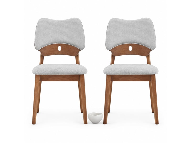  Lot de 2 chaises de salle à manger, bois, chaise cuisine, dossier papillon, assise confortable, chaise contemporaine, gris  - Conforama A
