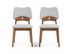 Lot de 2 chaises de salle à manger, bois, chaise cuisine, dossier papillon, assise confortable, chaise contemporaine, gris