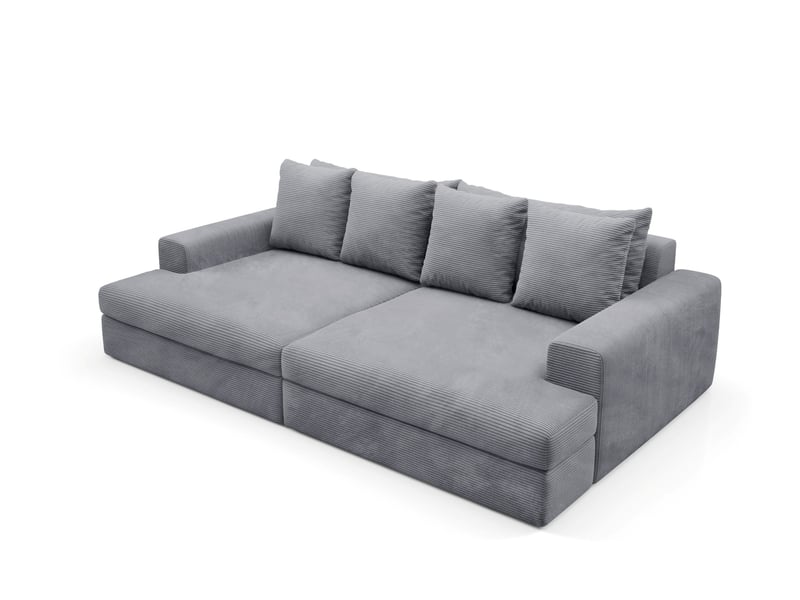 Canapé droit 4 places confort assise profonde en velours côtelé caldo gris - Conforama D