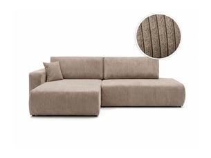 Canapé d'angle gauche convertible LOUNGITUDE ALYA 5 places Velours côtelé Taupe
