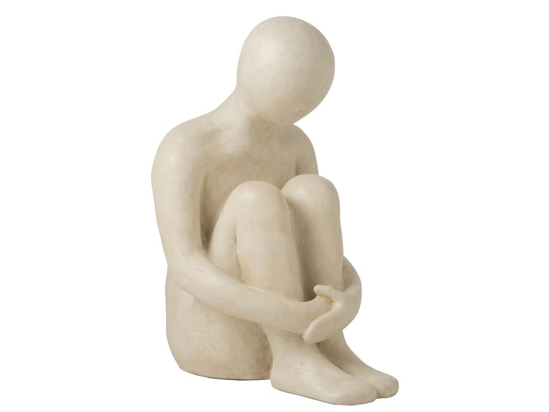  Statue homme assis emile 75cm blanc cassé  - Conforama A