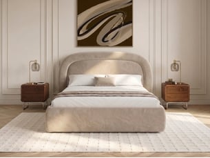 Lit coffre 140x190 cm <strong>BOBOCHIC</strong>  <strong>SIMONE</strong> coloris beige