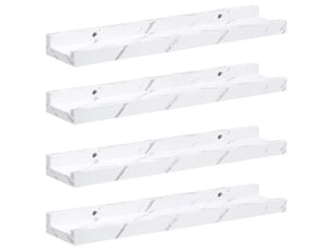 Lot de 4 étagères murales, étagères flottantes, étagères suspendues marbre blanc 40 x 9 x 3 cm cf41871