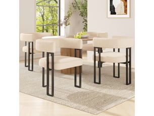 Lot de 4 chaises en tissu et métal coloris beige