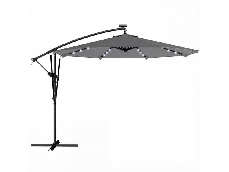 Parasol vézeval led déporté inclinable étanche gris foncé 295 cm - Conforama A