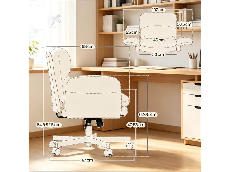  Chaise de bureau pivotante 360° réglable en hauteur avec accoudoirs evryae  - Conforama E