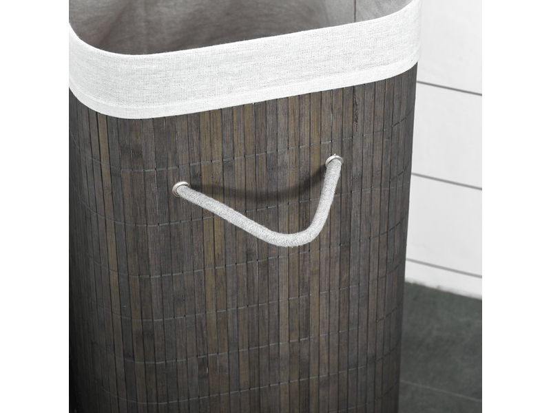 Panier à linge étroit en bambou de l avec couvercle, panier à linge avec poignée, sac de blanchisserie amovible, panier à linge sale, trieur de linge pour blanchisserie  - Conforama E