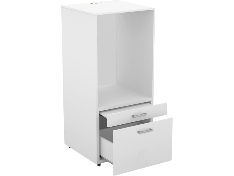 Armoire De Machine à Laver Réglable 3 étages - Blanc, En Acier, Capacité 15 Kg Par étagère, Avec Rampe