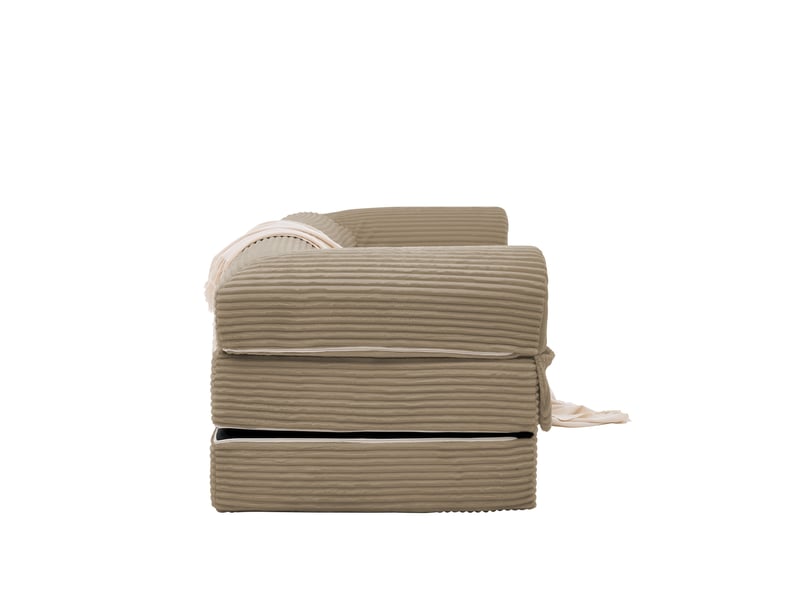  Canapé droit 2 places convertible lit, revêtement côtelé marron, structure stable pour salon moderne et espace réduit  - Conforama E