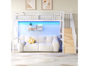Lit mezzanine 90x200 cm <strong></strong> <strong></strong> coloris blanc