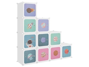 Armoire de rangement cubique pour enfants avec 10 cubes en pp blanc