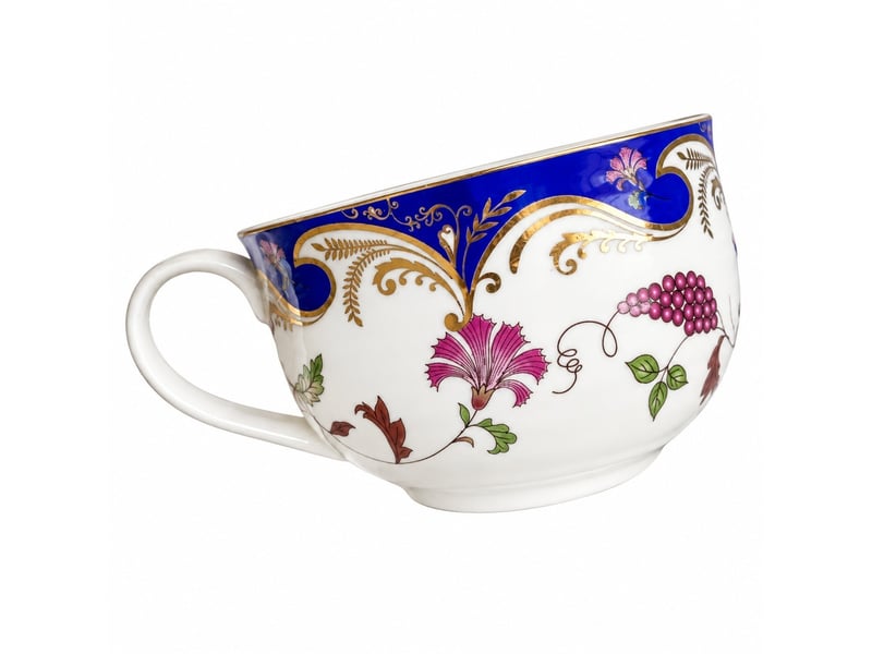  Tasse de petit-déjeuner en céramique, baies sauvages et bord bleu, 14 × 7,8 cm  - Conforama A