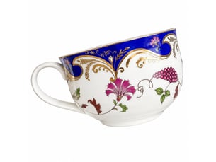 Tasse de petit-déjeuner en céramique, baies sauvages et bord bleu, 14 × 7,8 cm