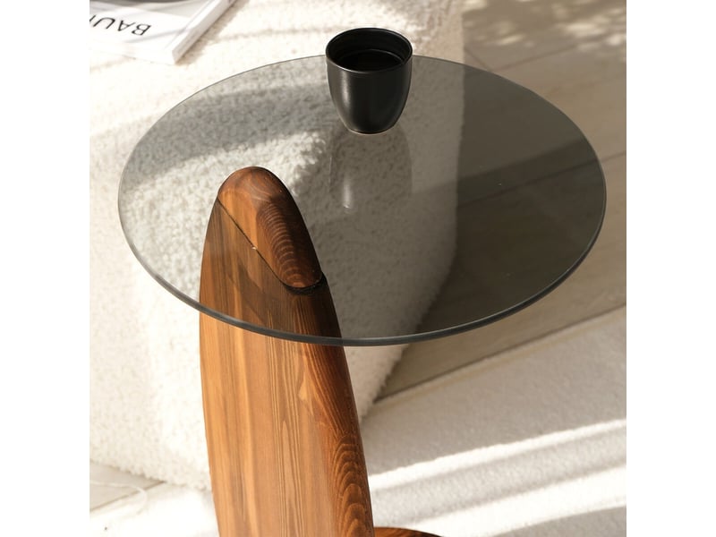 Table basse en verre trempé et bois de pin surf  - Conforama E