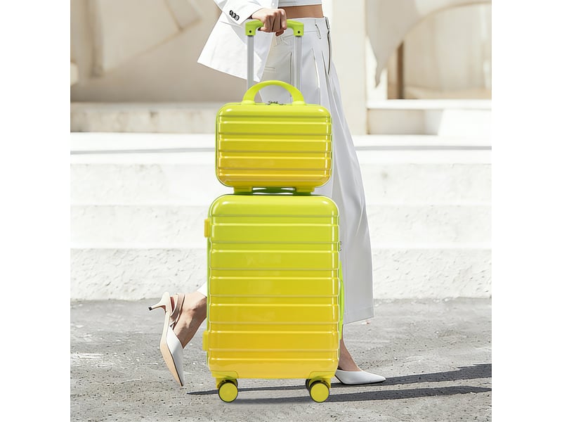  Set de valises rigides,20 pouces avec trousse 14 pouces,avec serrure à combinaison,pc,vert  - Conforama B