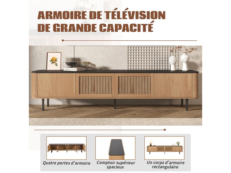  Meuble tv 190 x 35 x 45 cm design unique format bas panneau tv  - Conforama E