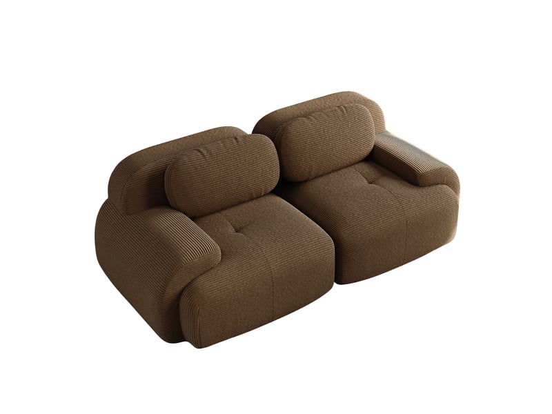  Canapé modulable, canapé 2 places, en velours tricoté, marron, base antidérapante, forme incurvée, sans structure  - Conforama B