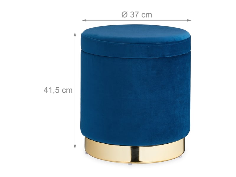  Pouf coiffeuse élégant avec rangement 40 x 40 x 40 cm en velours bleu 13_0008314  - Conforama B