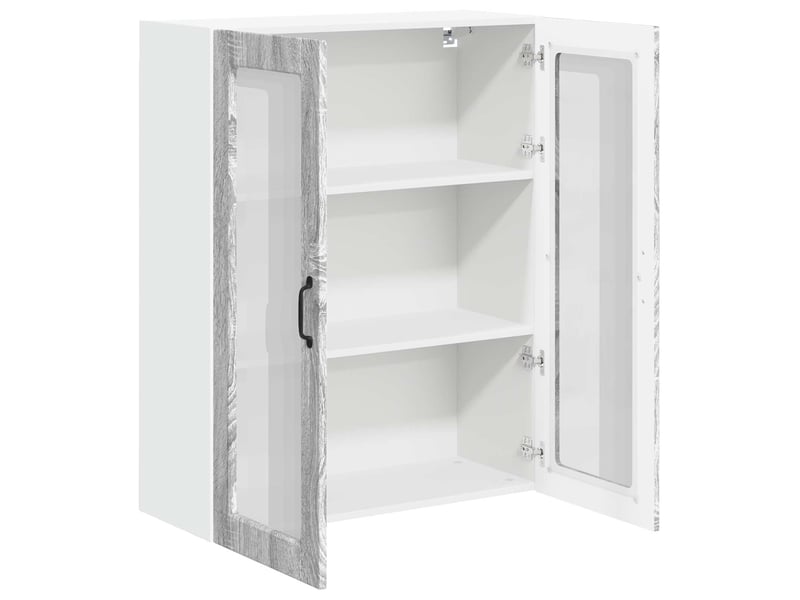  Meuble mural de cuisine, cabinet en verre mural sonoma gris 80x31x100cm  - Conforama E