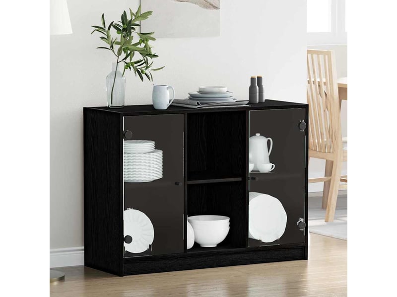  Buffet - bahut - meuble de rangement chêne noir 100 x 37 x 75.5 cm  - Conforama B